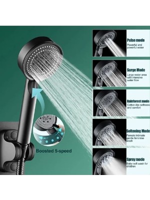 İsmiyle Al 5 Kademeli Duş Başlığı Siyah