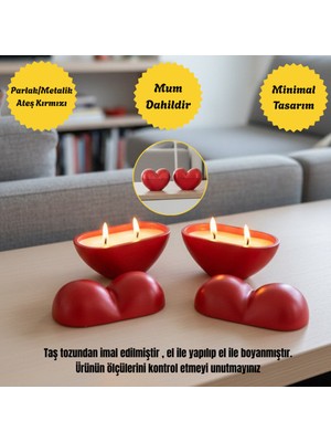 Nigi Store 2 Adet Kalp Şeklinde Kapaklı Mum Seti - Hediyelik Dekoratif Salon Süsü/dekoru