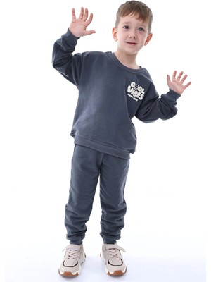 Kyex Kids Erkek Çocuk Alt Üst 3 Iplik Antrasit Takım