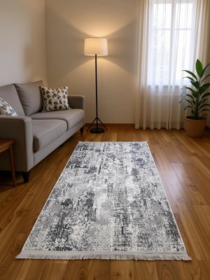 Bademli Halı Şönil Dokuma Taban Dekoratif Halı 1070 Gri