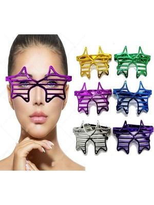 İsmiyle Al Metalize Ekstra Parlak Yıldız Panjur Parti Gözlüğü 6 Renk 6 Adet