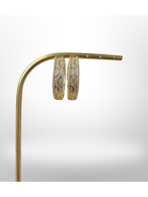 Versein Atelier 14K Gold Renk Desenli Zirkon Taşlı Halka Küpe