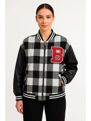 Indispensablely Kolları Suni Deri Içi Astarlı Oduncu Kolej Içi Ceket - Gri