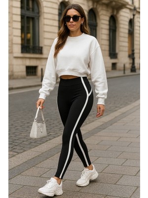 Indispensablely Kadın Yan Çift Şerit Detaylı Toparlayıcı Egzersiz Dalgıç Tayt