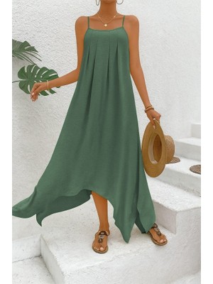 Indispensablely Kadın Ip Askılı V Yakalı Asimetrik Detaylı Aerobin Elbise