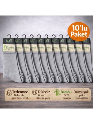 Baff Gri 10'lu Bambu Erkek Çorap