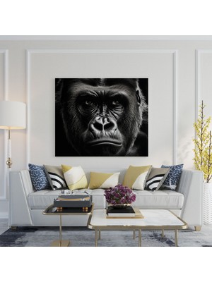 Popcas  Goril Duvar Dekorasyonu - Güçlü Monokrom Kanvas Tablo - Duvar Dekorasyonu Kanvas Tablo