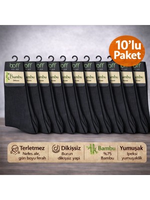 Baff Siyah 10'lu Bambu Erkek Çorap