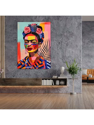 Popcas  Frida Kahlo Tarzı Duvar Dekorasyonu - Frida Kahlo Duvar Dekorasyonu Ev Dekorasyonu Kanvas Tablo Sanatı