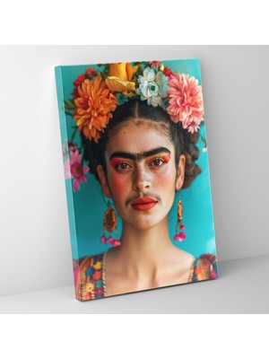 Popcas  Frida Kahlo Tarzı Kanvas Tablo - Frida Kahlo Kanvas Duvar Dekorasyonu