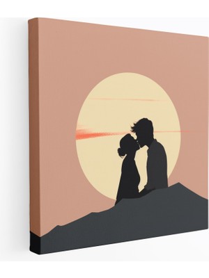 Popcas  Öpücük Manzaralı Kanvas Tablo - Güneş Batışı Silueti