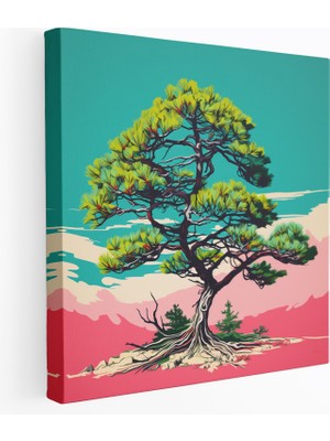 Popcas  Pop Sanat Tarzı Yeşil Çam Duvar Sanatı Canlı Yeşil Çam Ağacı Dekorasyonu