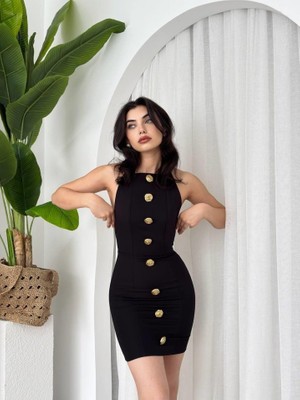 Indispensablely Katalina Gül Düğmeli Elbise