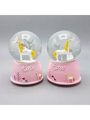 Skygo Mini Işıklı Sevimli Atlı Kız Kar Küresi