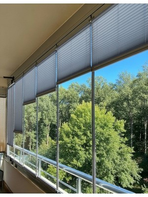 Perdego Gri Renk Katlanabilir Cam Balkon / Ev / Ofis Plise Perde