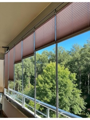 Perdego Pudra Rengi Katlanabilir Cam Balkon / Ev / Ofis Plise Perde