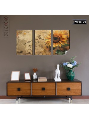 Akıllı Kağıt Statik Tutunma Özellikli Tablo - Poster Çiçek (Model- 35)