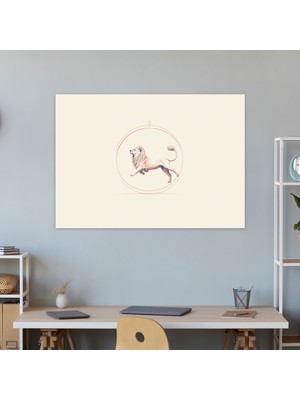Popcas  Sirk Temalı Minimalist Kanvas Tablo Aslan Duvar Sanatı
