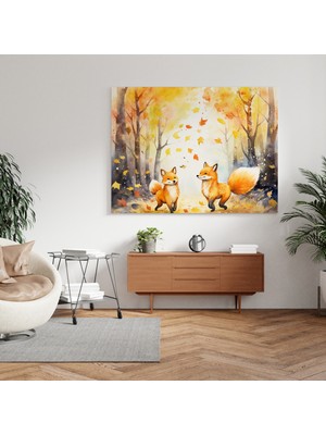 Popcas  Sonbahar Tilki Kanvas Tablo Oyuncular