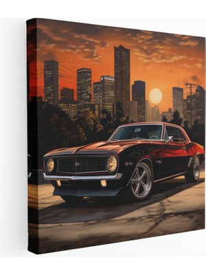 Popcas  Gerçekçi Muscle Car Kanvas Tablo