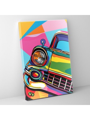 Popcas  Andy Warhol Araba Karikatürü Kanvas Tablo Renkli Tasarım