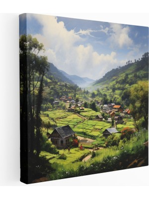 Popcas  Huzurlu Köy Manzarası Kanvas Tablo