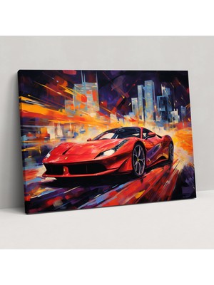 Popcas  Ferrari Kanvas Tablo - Modern Soyut Duvar Sanatı - Duvar Sanatı Kanvas Duvar Sanatı