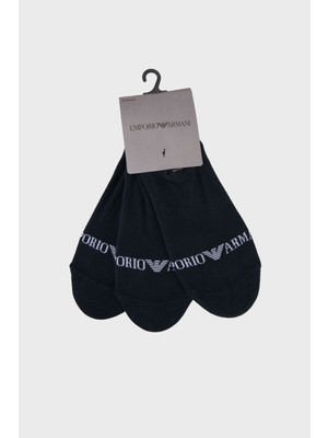 Emporio Armani Logolu Pamuklu Babet 3 Pack Çorap Erkek Çorap EM000548 AF20083 MB153