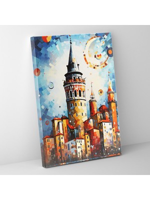 Popcas  Galata Kulesi Duvar Sanatı - Modern Soyut Sanat Geometrik Şekiller Kanvas Duvar Sanatı
