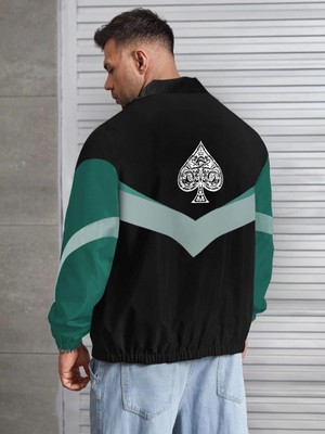 Uzun Kollu Paraşüt Kumaş Rüzgarlik - Siyah