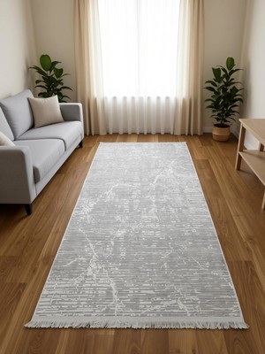 Bademli Halı Şönil Dokuma Taban Dekoratif Halı 1050 Gri