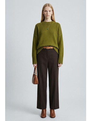 Rays 2450 Bisiklet Yaka Oversize Kazak Yağ Yeşili