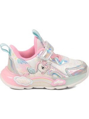Pepino Gümüş Pembe Cırtlı Işıklı Kız Çocuk Spor Ayakkabı 1986 B