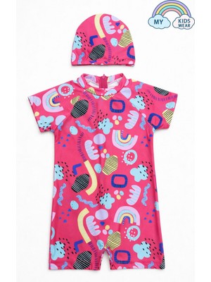 My Kids Wear Kız Çocuk Boneli Fermuarlı Plaj Mayosu 2-8 Yaş 12558