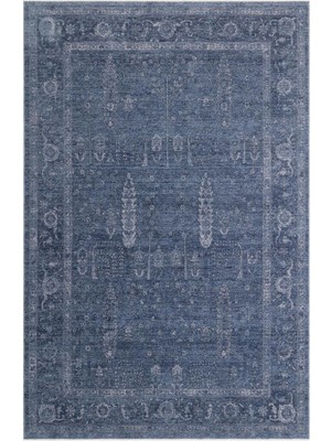 Eko Halı Shıraz Shr 03 Navy Vintage Tarzlı Yumuşak Dokulu Modern Makine Halısı