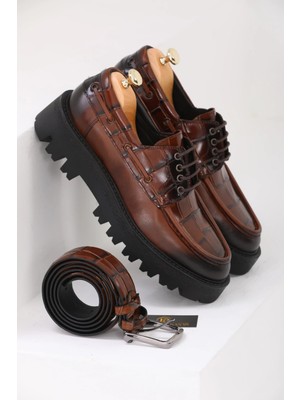 Faruk Balkanas Kevin Model Özel Tasarım Hakiki Kroko Deri Casual Ayakkabı