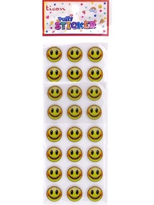 Ticon Puffy Sticker Gülen Yüz - 3 Adet