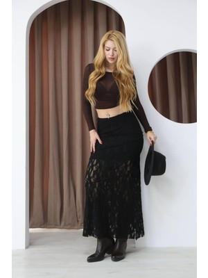 Moda Banuş Dantel Uzun Astarlı Etek