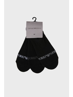 Emporio Armani Logolu Pamuklu Babet 3 Pack Çorap Erkek Çorap EM000548 AF20083 MC061