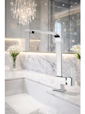 Musluq Krom Robot Krom Kare Set Lavabo-Evye-Banyo Bataryası 4 Lü Özel Seri