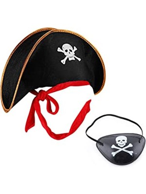 Skygo Kaptan Jack Çocuk Korsan Şapkası ve Göz Bandı Seti