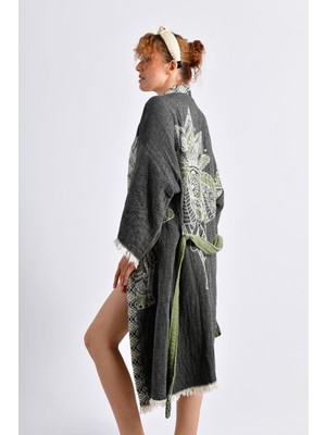 Yeşil- Siyah Elephant Kimono