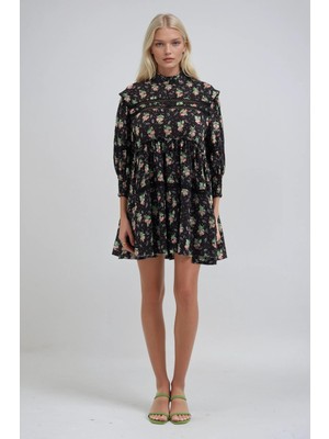 Lijuri Dantel Şeritli Çiçekli Elbise 2031