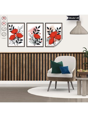 Akıllı Kağıt Statik Tutunma Özellikli Tablo - Poster Çiçek (Model- 48)
