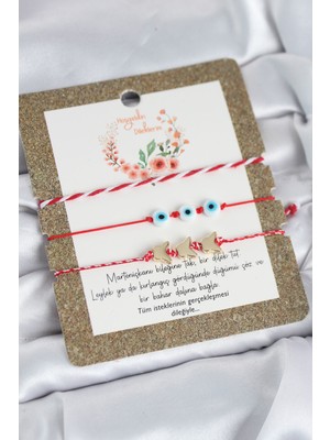 DS LLC Marteniçka Bileklik 3'lü Kelebek ve Nazar Boncuklu Model DSLLC-3245YU5