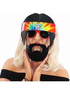İsmiyle Al Siyah Saçlı Bandana Hippi Parti Gözlüğü