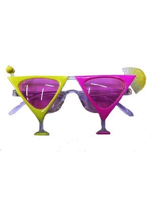 İsmiyle Al Sarı Pembe Renk Martini Parti Gözlüğü