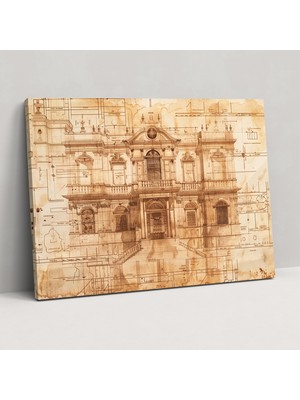 Popcas  Rönesans Mimari Desenleri Kanvas Tablo - Leonardo Da Vinci Leonardo Da Vinci Kanvas Duvar Dekorasyonu