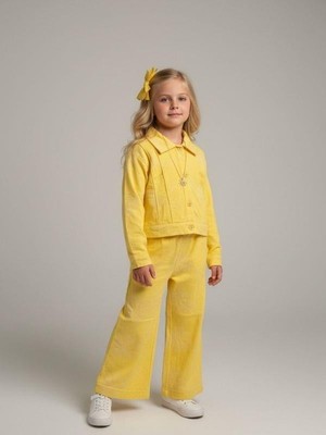 Zekids Kız Çocuk Çiçek Desenli Dokulu Tasarım Ceket