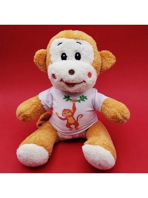 İsmiyle Al Tişörtlü Sevimli Peluş Maymun